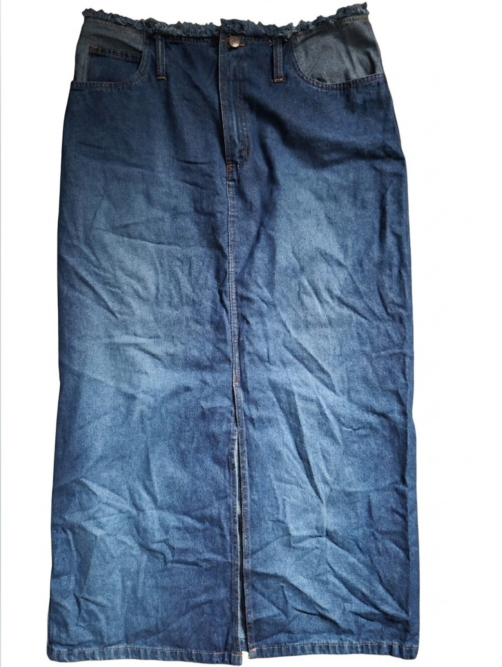 BillBlass Jeans Classic Denim Maxi Skirt - Blue